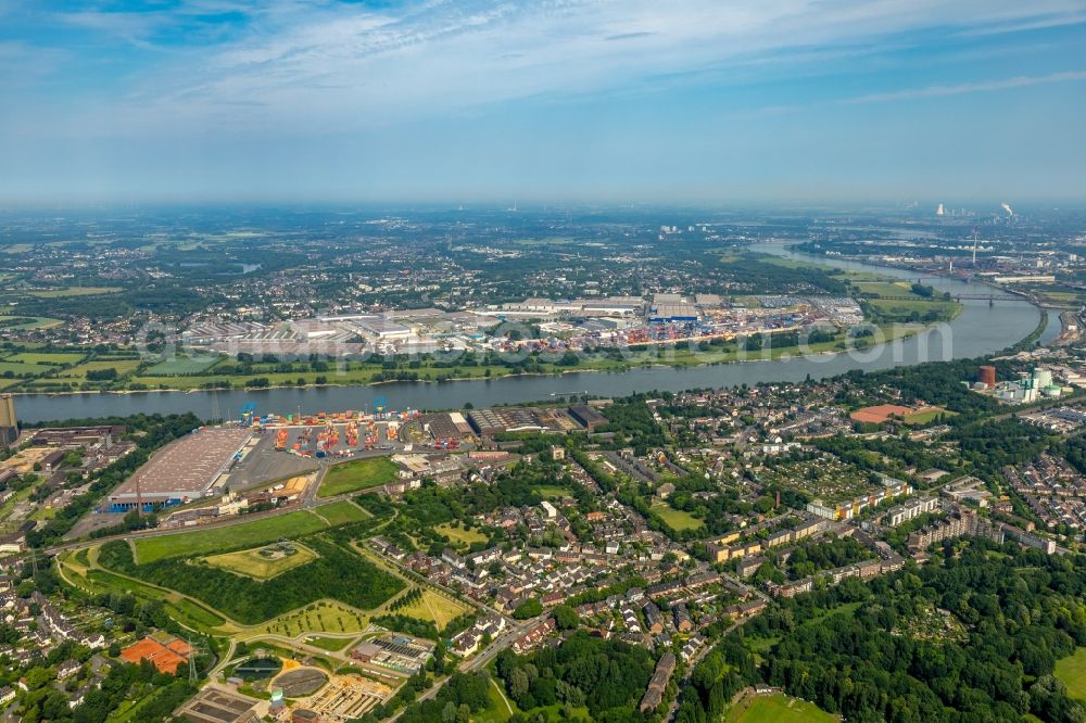 Duisburg from the bird's eye view: Container terminal center in Duisburg in the state North Rhine-Westphalia, Germany