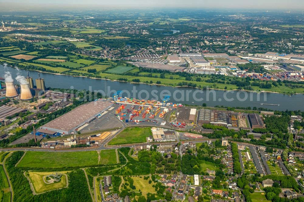 Duisburg from above - Container terminal center in Duisburg in the state North Rhine-Westphalia, Germany