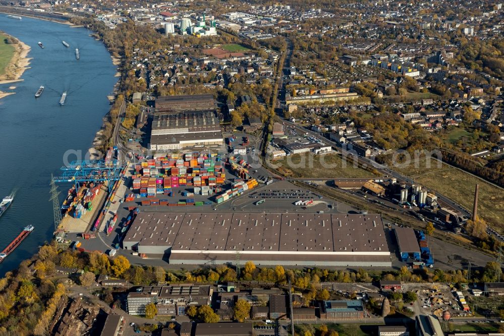 Duisburg from above - Container terminal center in Duisburg in the state North Rhine-Westphalia, Germany