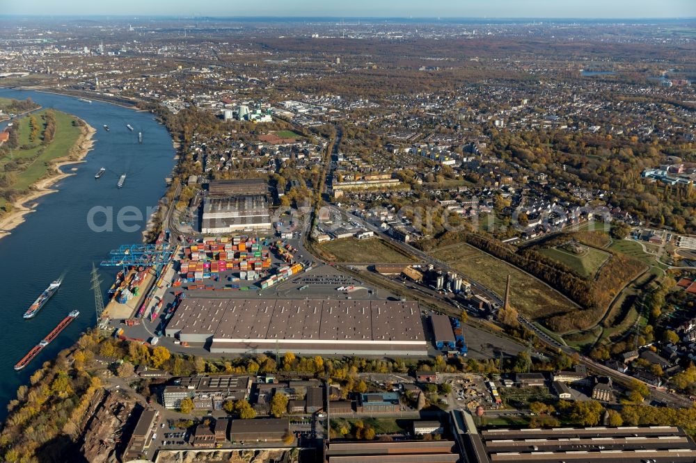 Aerial image Duisburg - Container terminal center in Duisburg in the state North Rhine-Westphalia, Germany