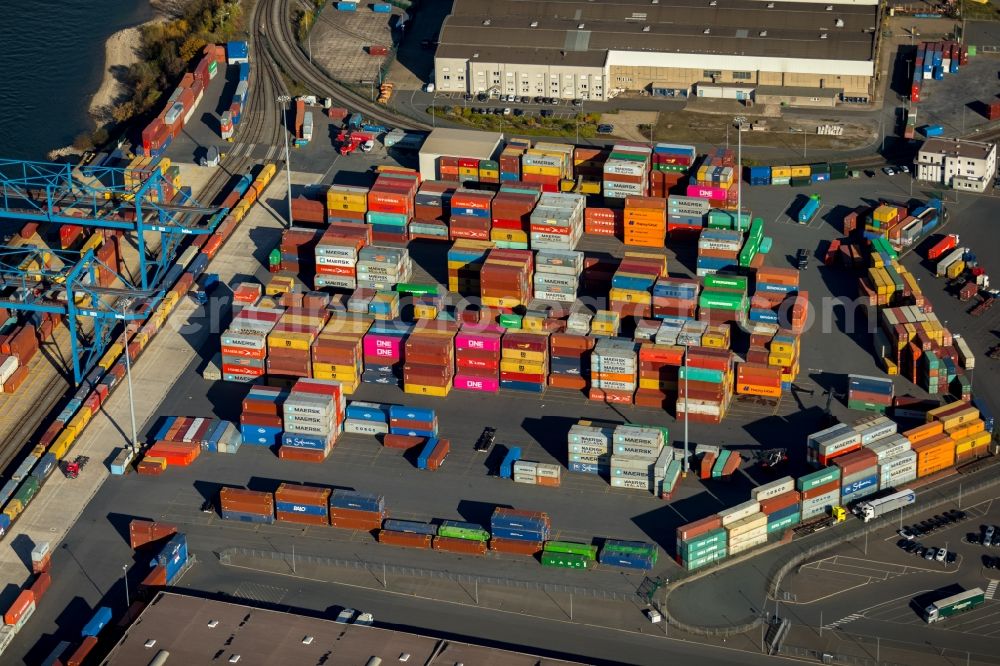 Aerial photograph Duisburg - Container terminal center in Duisburg in the state North Rhine-Westphalia, Germany