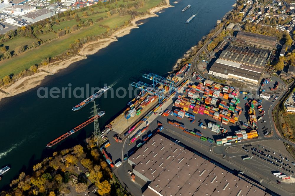 Duisburg from above - Container terminal center in Duisburg in the state North Rhine-Westphalia, Germany