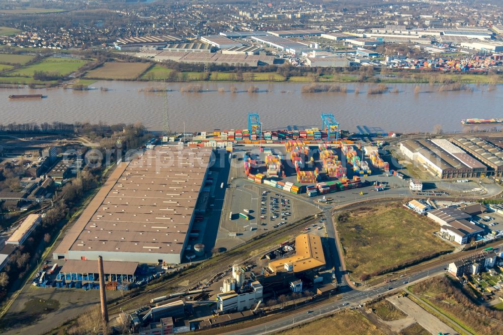 Aerial image Duisburg - Container terminal center in Duisburg in the state North Rhine-Westphalia, Germany