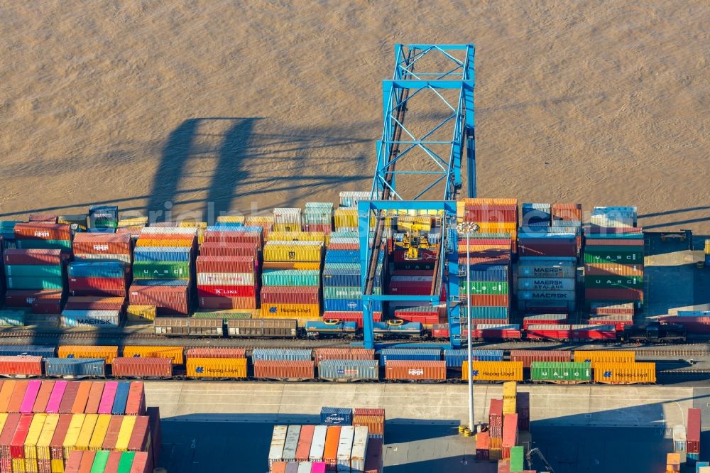 Aerial image Duisburg - Container terminal center in Duisburg in the state North Rhine-Westphalia, Germany