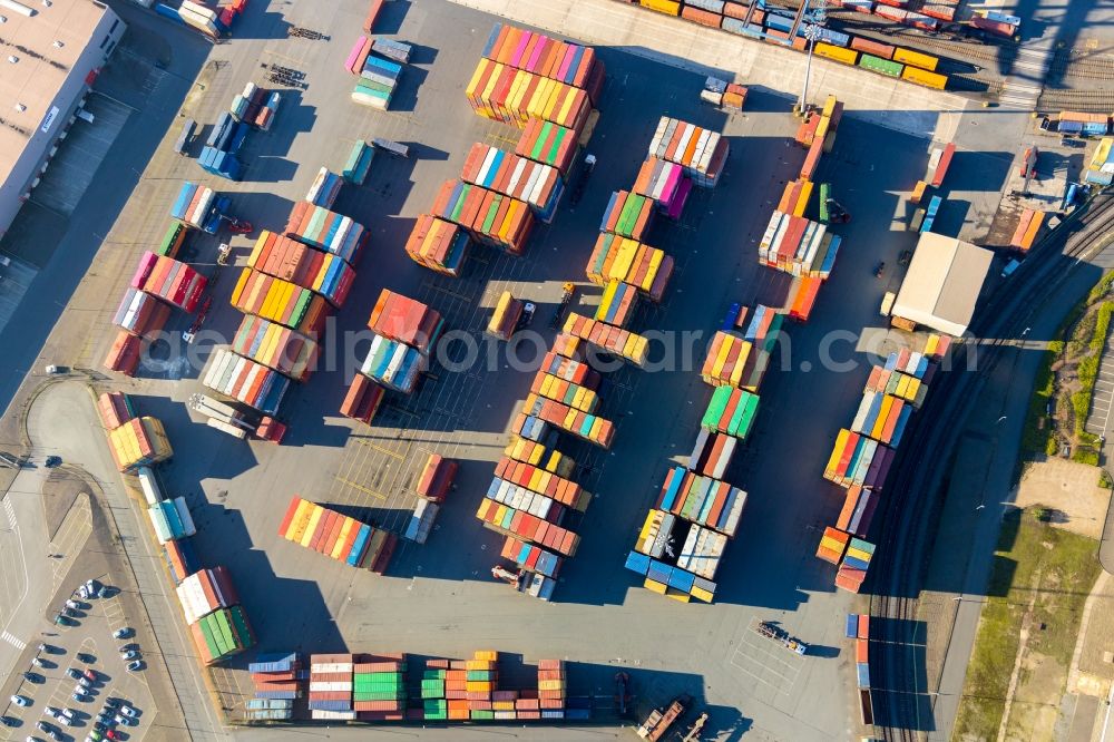 Aerial photograph Duisburg - Container terminal center in Duisburg in the state North Rhine-Westphalia, Germany