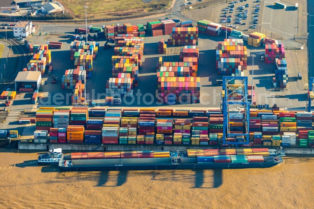 Duisburg from the bird's eye view: Container terminal center in Duisburg in the state North Rhine-Westphalia, Germany