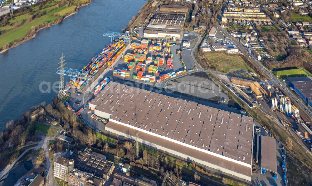 Duisburg from above - Container terminal center in Duisburg in the state North Rhine-Westphalia, Germany