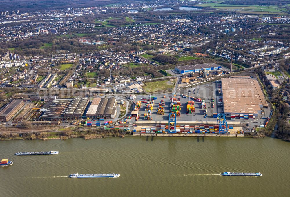 Duisburg from above - Container terminal center in Duisburg in the state North Rhine-Westphalia, Germany