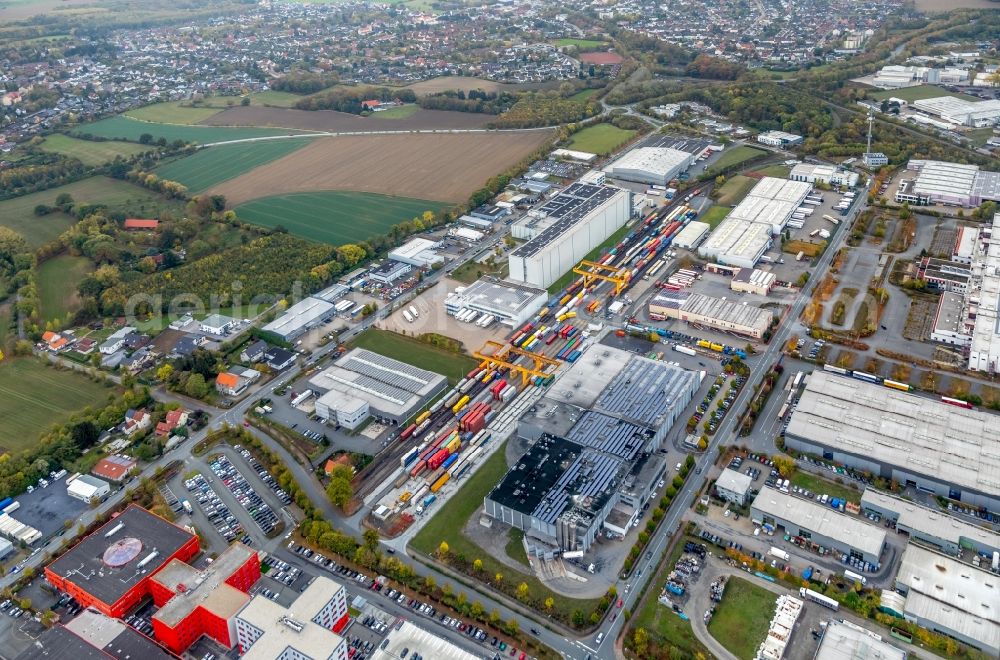 Aerial photograph Bönen - Container terminal center in Boenen in the state North Rhine-Westphalia, Germany