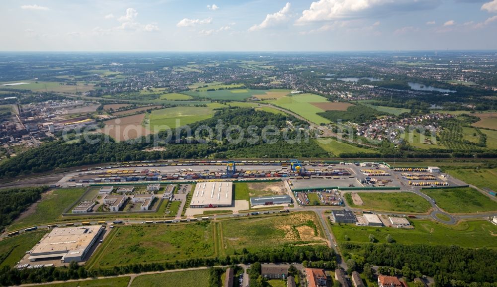 Aerial image Duisburg - Container terminal center in the district Rheinhausen in Duisburg in the state North Rhine-Westphalia, Germany