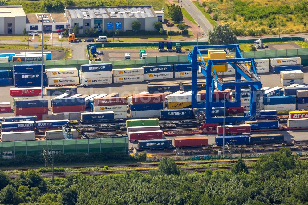 Aerial photograph Duisburg - Container terminal center in the district Rheinhausen in Duisburg in the state North Rhine-Westphalia, Germany