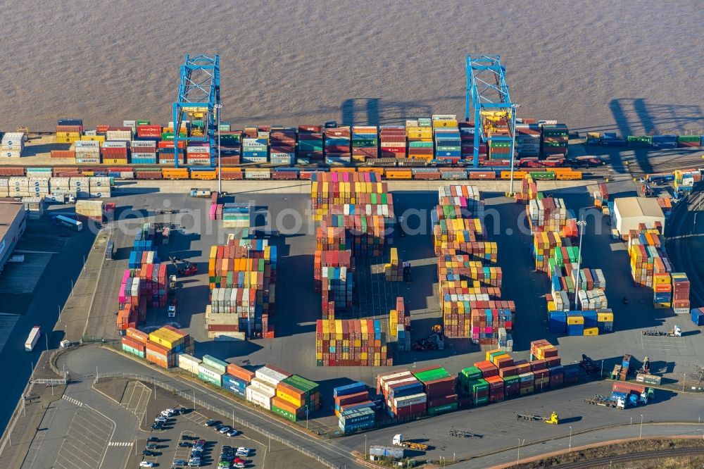 Aerial photograph Duisburg - Container terminal center in Duisburg in the state North Rhine-Westphalia, Germany