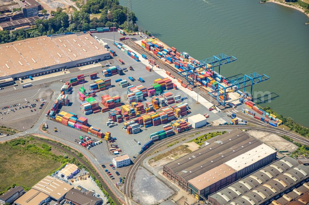 Duisburg from the bird's eye view: Container terminal center in Duisburg in the state North Rhine-Westphalia, Germany