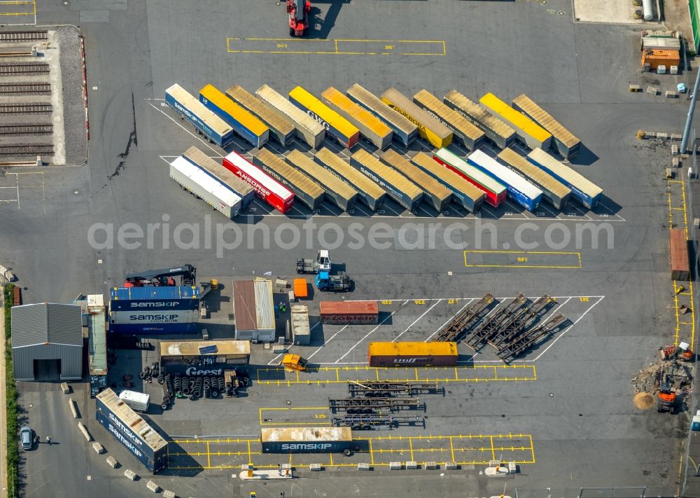 Duisburg from above - Container terminal center in Duisburg in the state North Rhine-Westphalia, Germany