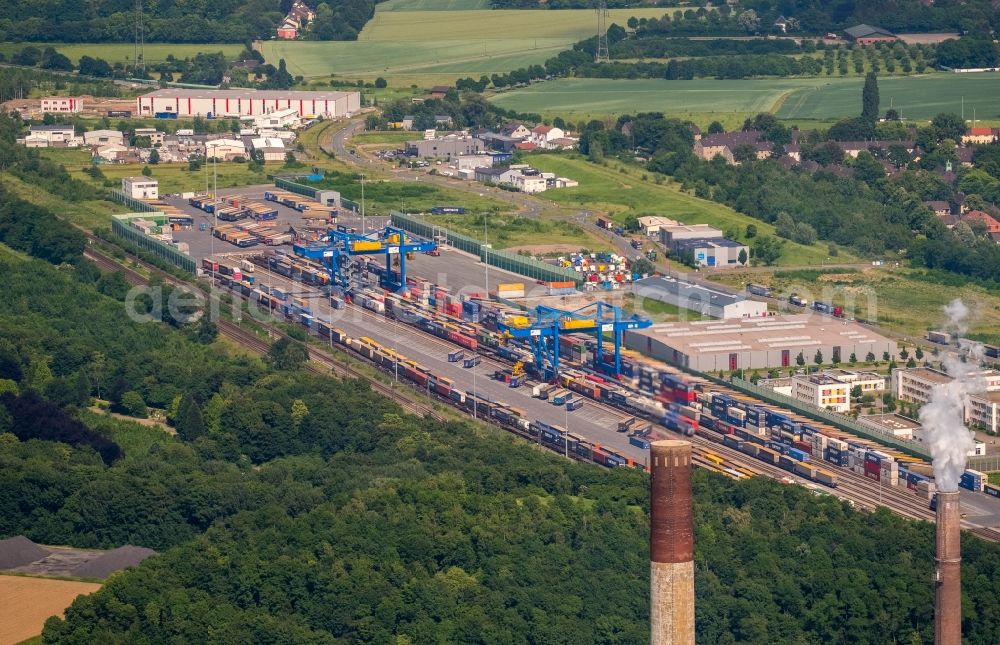 Duisburg from above - Container terminal center in Duisburg in the state North Rhine-Westphalia, Germany