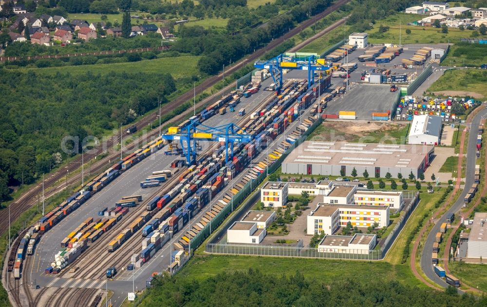 Aerial image Duisburg - Container terminal center in Duisburg in the state North Rhine-Westphalia, Germany