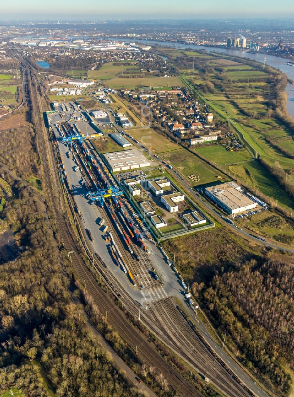 Aerial image Duisburg - Container terminal center in Duisburg in the state North Rhine-Westphalia, Germany