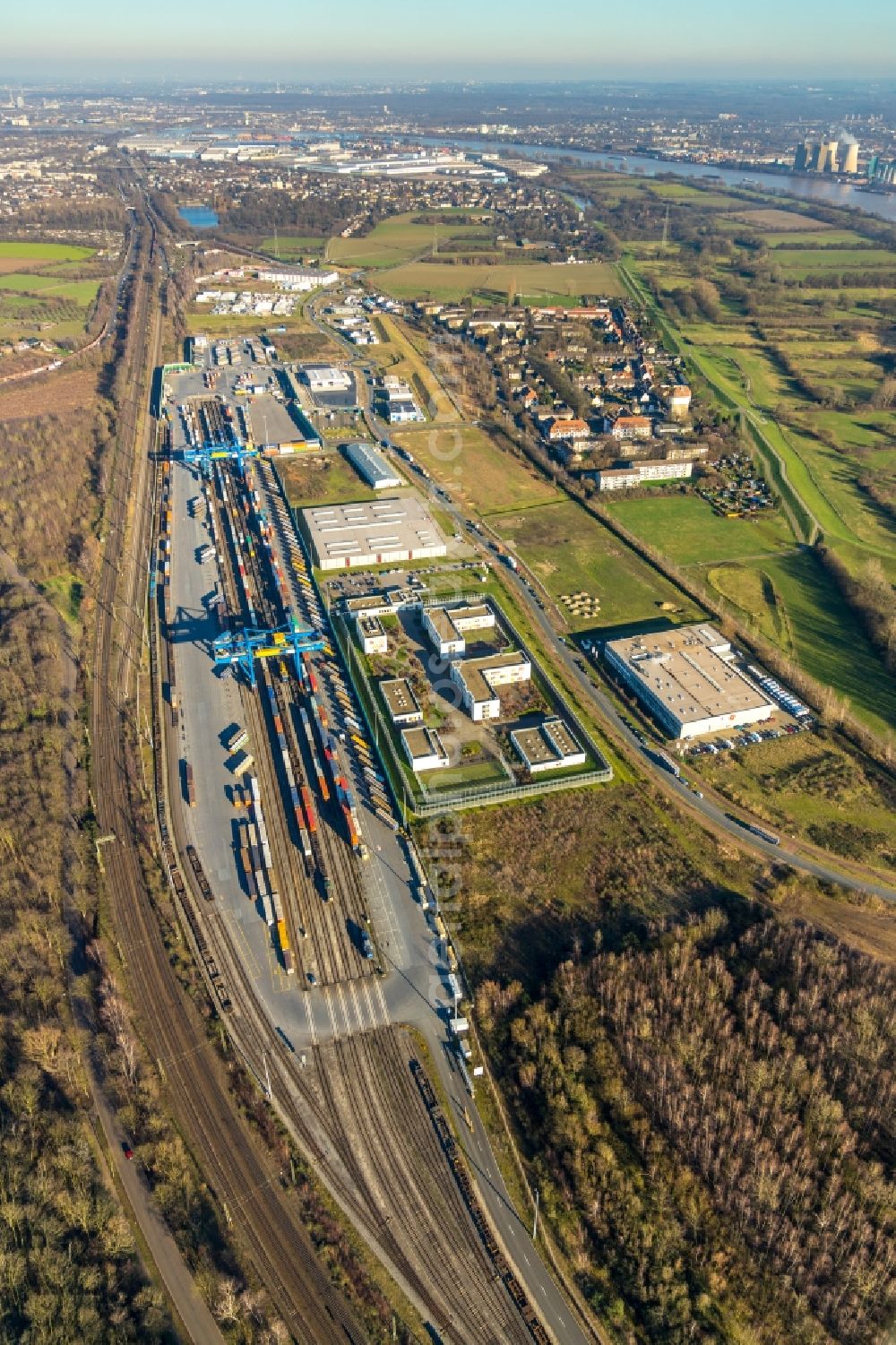 Aerial photograph Duisburg - Container terminal center in Duisburg in the state North Rhine-Westphalia, Germany