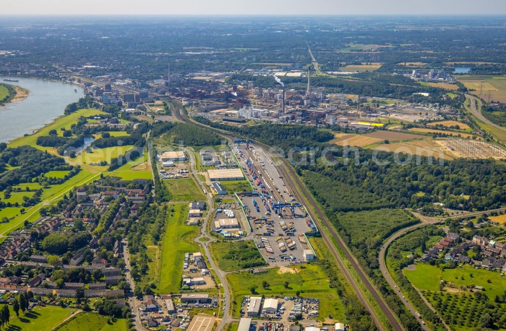 Aerial image Duisburg - Container terminal center in Duisburg at Ruhrgebiet in the state North Rhine-Westphalia, Germany