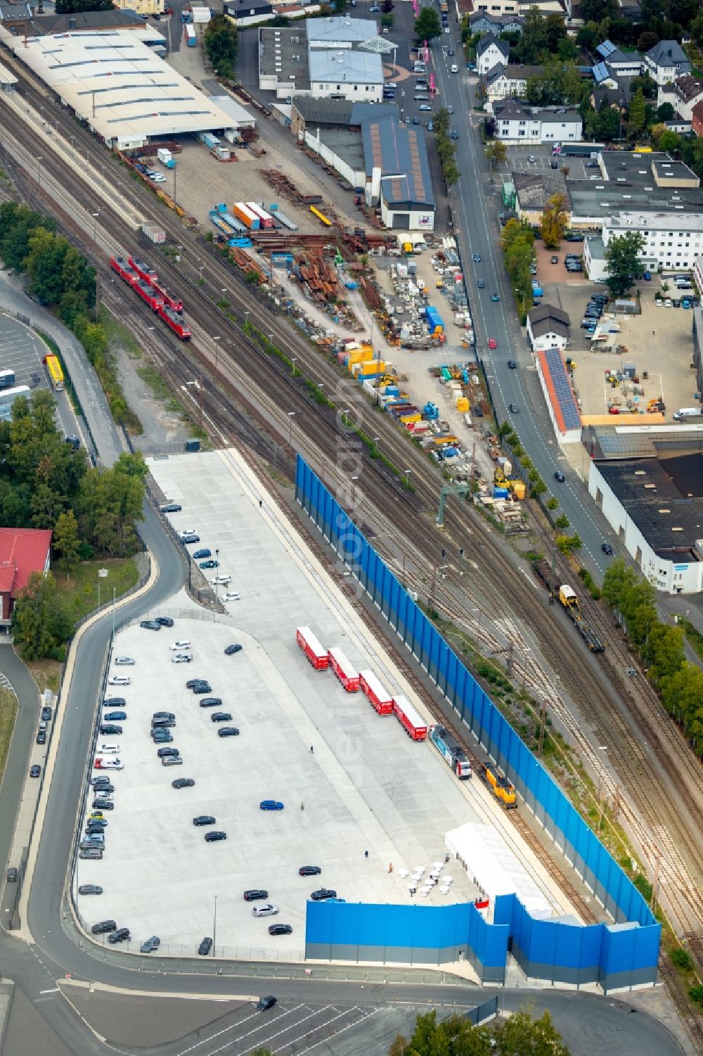 Aerial photograph Kreuztal - Container terminal center in Kreuztal in the state North Rhine-Westphalia, Germany