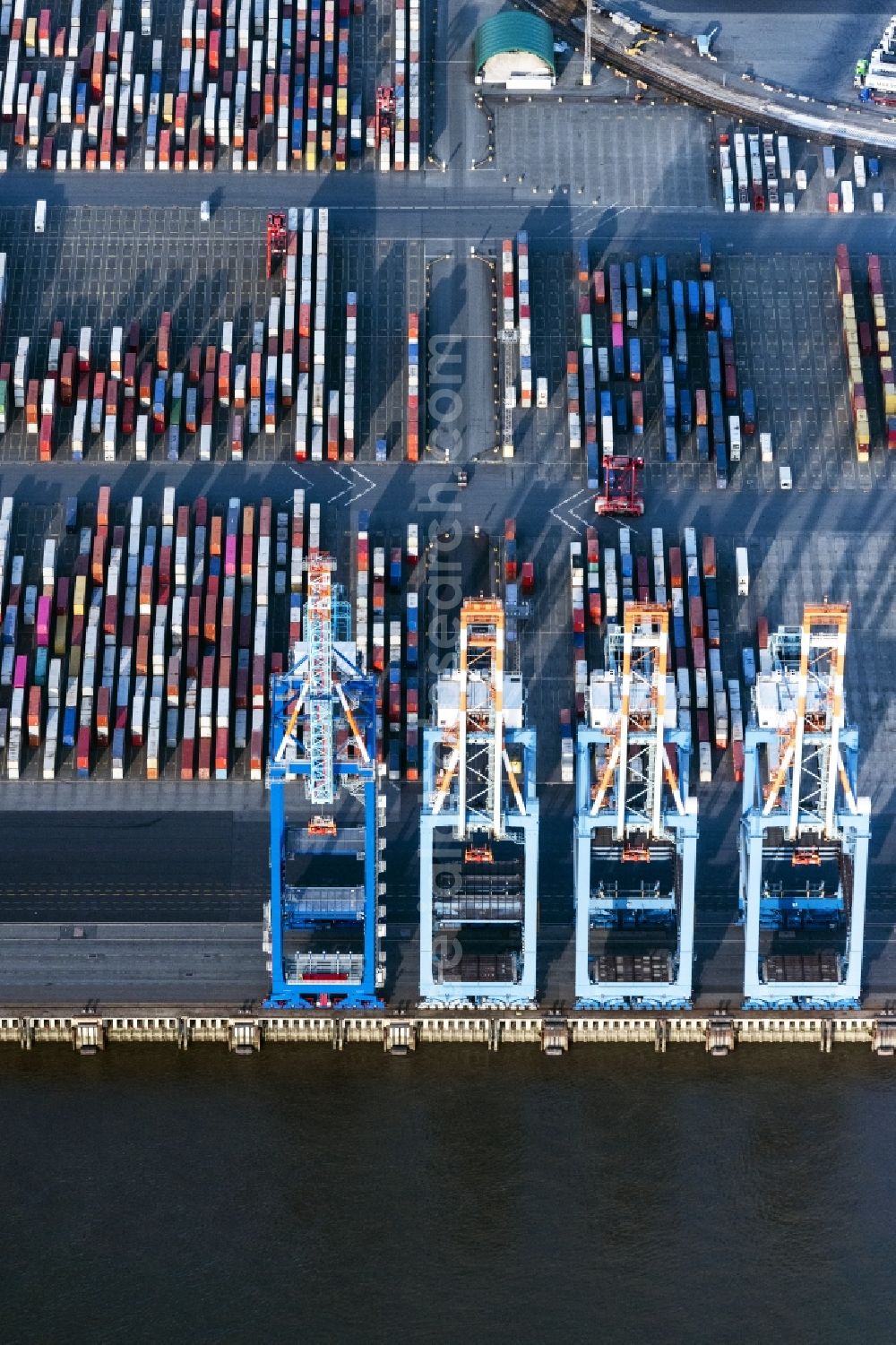 Aerial image Bremerhaven - Container Terminal in the port of the international port Bremerhaven in Bremerhaven in the state Bremen, Germany