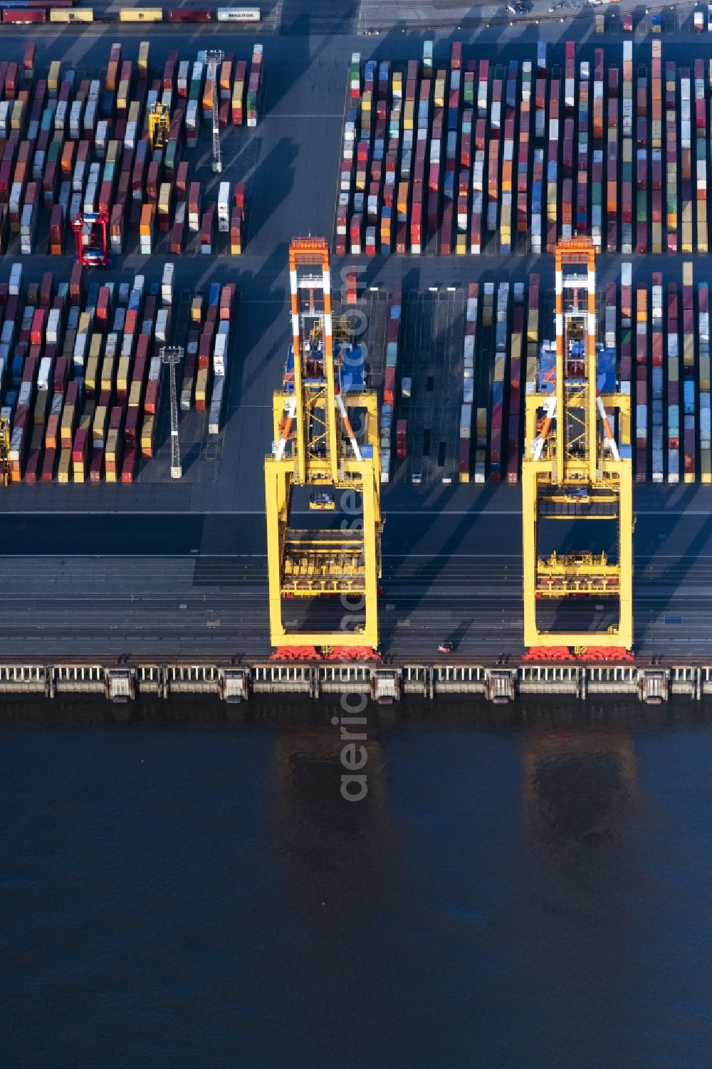 Aerial image Bremerhaven - Container Terminal in the port of the international port Bremerhaven in Bremerhaven in the state Bremen, Germany