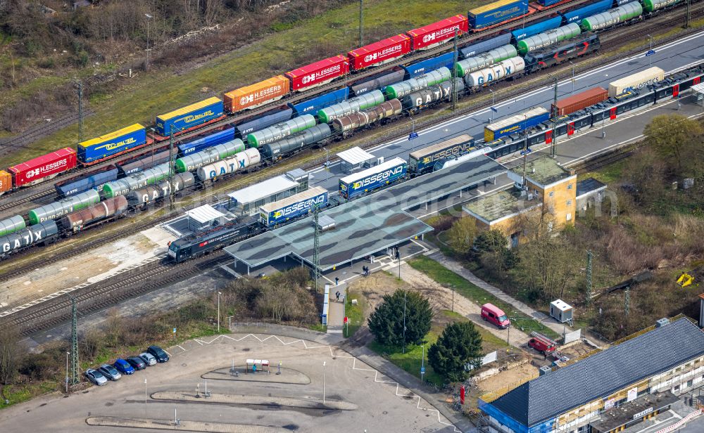 Aerial image Emmerich am Rhein - Container terminal Rhein-Waal-Terminal of the inland port in Emmerich am Rhein in the state of North Rhine-Westphalia, Germany