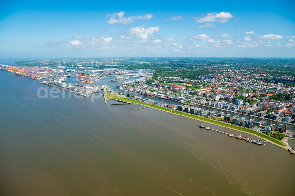 Bremerhaven from above - Container Terminal in the port of the international port in Bremerhaven in the state Bremen, Germany