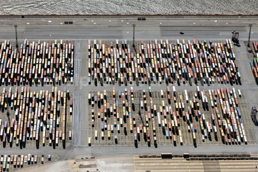 Aerial image Bremerhaven - Container Terminal in the port of the international port Bremerhaven in Bremerhaven in the state Bremen, Germany