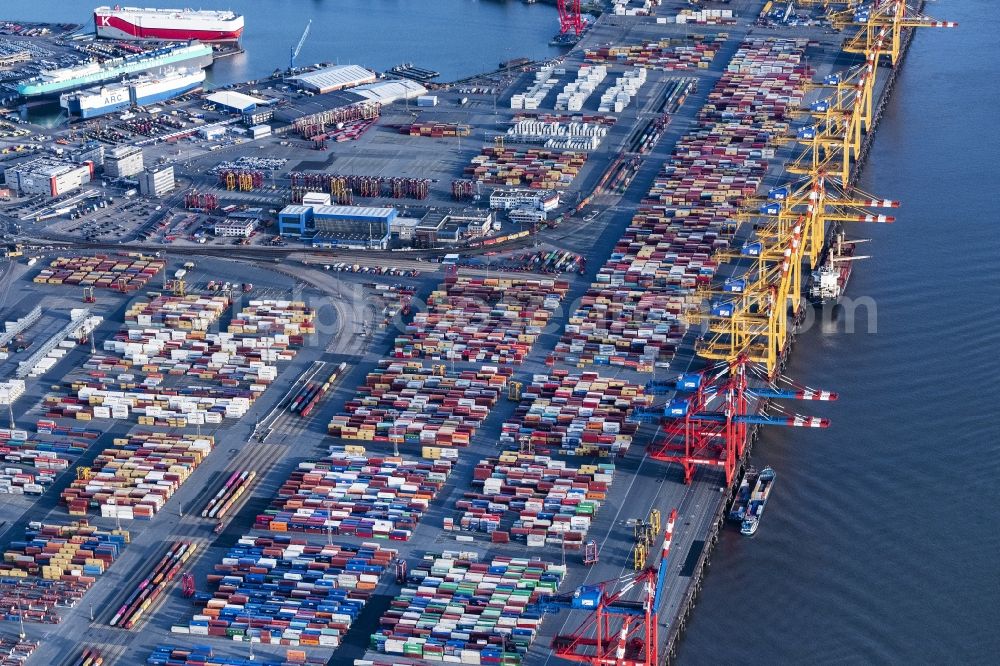 Aerial image Bremerhaven - Container Terminal in the port of the international port Bremerhaven in Bremerhaven in the state Bremen, Germany