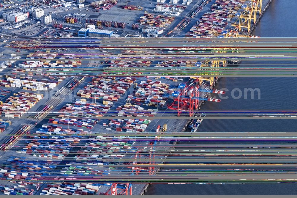 Aerial photograph Bremerhaven - Container Terminal in the port of the international port Bremerhaven in Bremerhaven in the state Bremen, Germany