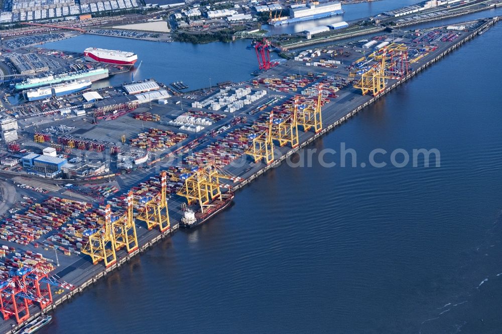 Bremerhaven from the bird's eye view: Container Terminal in the port of the international port Bremerhaven in Bremerhaven in the state Bremen, Germany