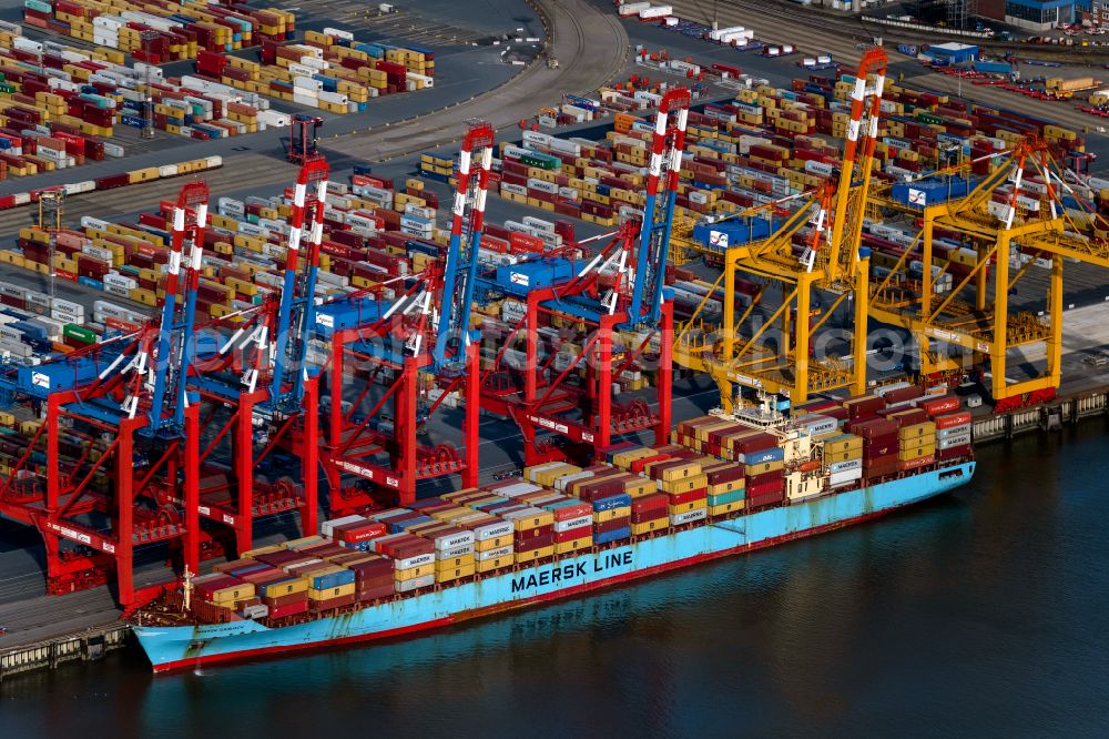 Aerial photograph Bremerhaven - Container Terminal in the port of the international port Bremerhaven in Bremerhaven in the state Bremen, Germany