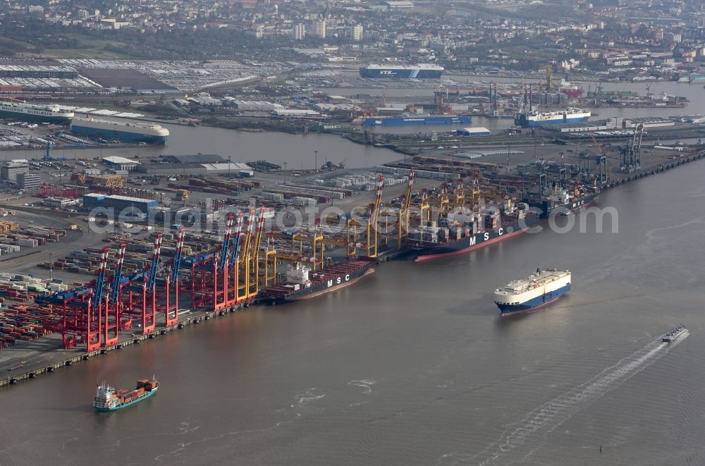 Bremerhaven from the bird's eye view: Container Terminal in the port of the international port of EUROGATE Container Terminal Bremerhaven GmbH in Bremerhaven in the state Bremen