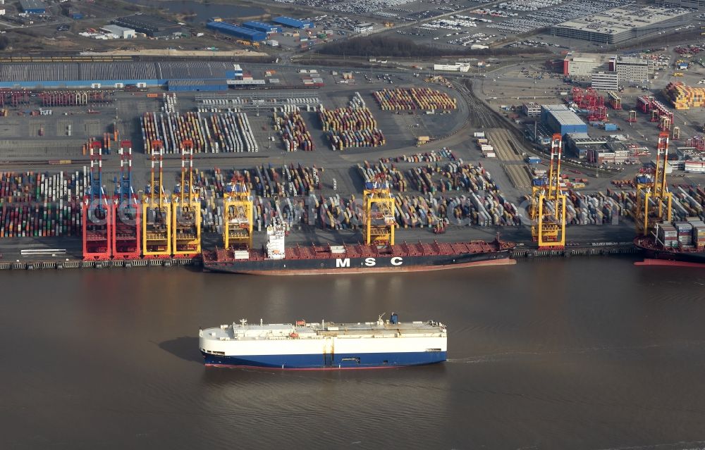 Aerial image Bremerhaven - Container Terminal in the port of the international port of EUROGATE Container Terminal Bremerhaven GmbH in Bremerhaven in the state Bremen