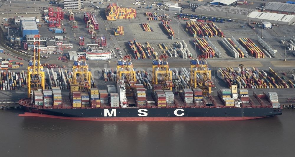 Bremerhaven from above - Container Terminal in the port of the international port of EUROGATE Container Terminal Bremerhaven GmbH in Bremerhaven in the state Bremen