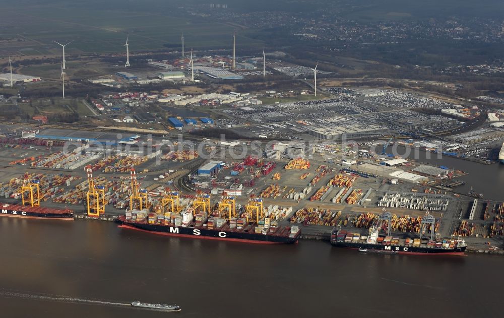 Bremerhaven from the bird's eye view: Container Terminal in the port of the international port of EUROGATE Container Terminal Bremerhaven GmbH in Bremerhaven in the state Bremen