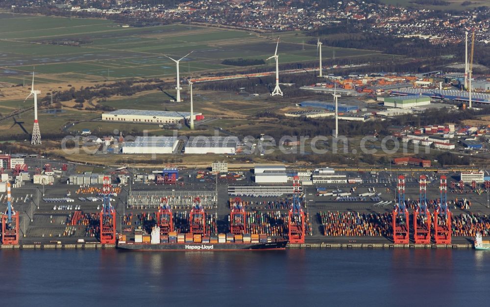 Aerial image Bremerhaven - Container Terminal in the port of the international port of EUROGATE Container Terminal Bremerhaven GmbH in Bremerhaven in the state Bremen