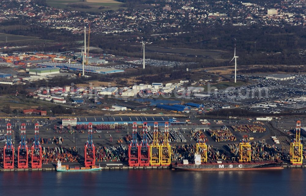 Aerial photograph Bremerhaven - Container Terminal in the port of the international port of EUROGATE Container Terminal Bremerhaven GmbH in Bremerhaven in the state Bremen