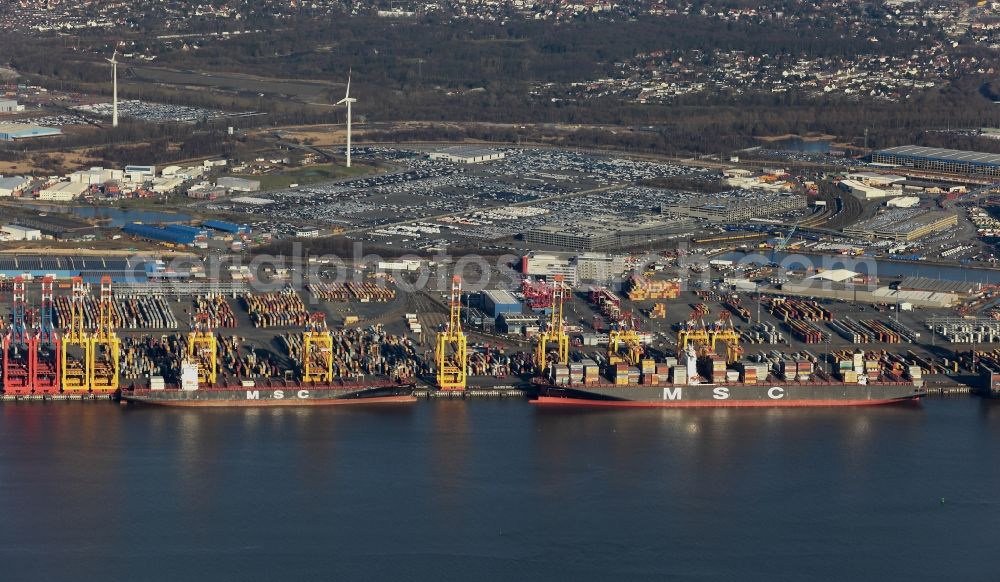 Bremerhaven from above - Container Terminal in the port of the international port of EUROGATE Container Terminal Bremerhaven GmbH in Bremerhaven in the state Bremen