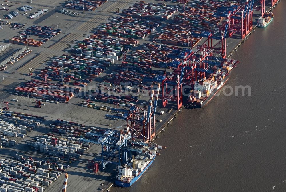 Aerial image Bremerhaven - Container Terminal in the port of the international port of EUROGATE Container Terminal Bremerhaven GmbH in Bremerhaven in the state Bremen