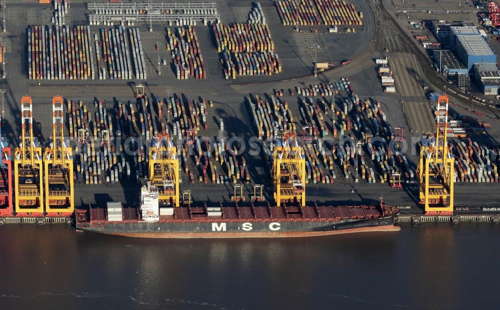 Aerial image Bremerhaven - Container Terminal in the port of the international port of EUROGATE Container Terminal Bremerhaven GmbH in Bremerhaven in the state Bremen