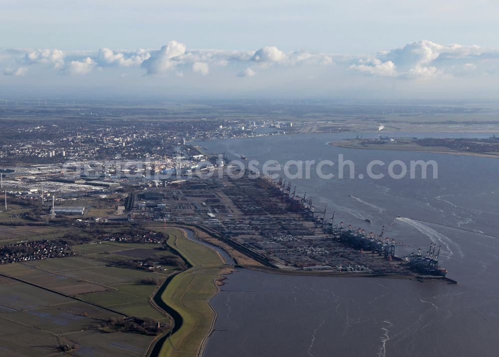 Bremerhaven from the bird's eye view: Container Terminal in the port of the international port of EUROGATE Container Terminal Bremerhaven GmbH in Bremerhaven in the state Bremen