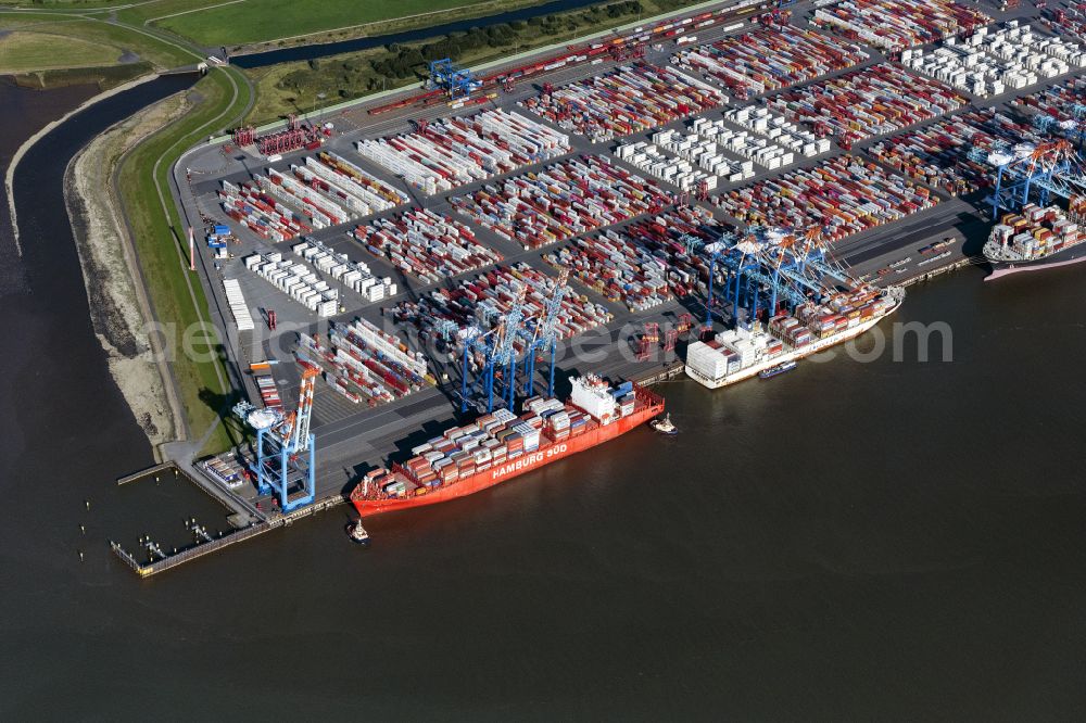 Aerial image Bremerhaven - Container Terminal in the port of the international port of EUROGATE Container Terminal Bremerhaven GmbH in Bremerhaven in the state Bremen