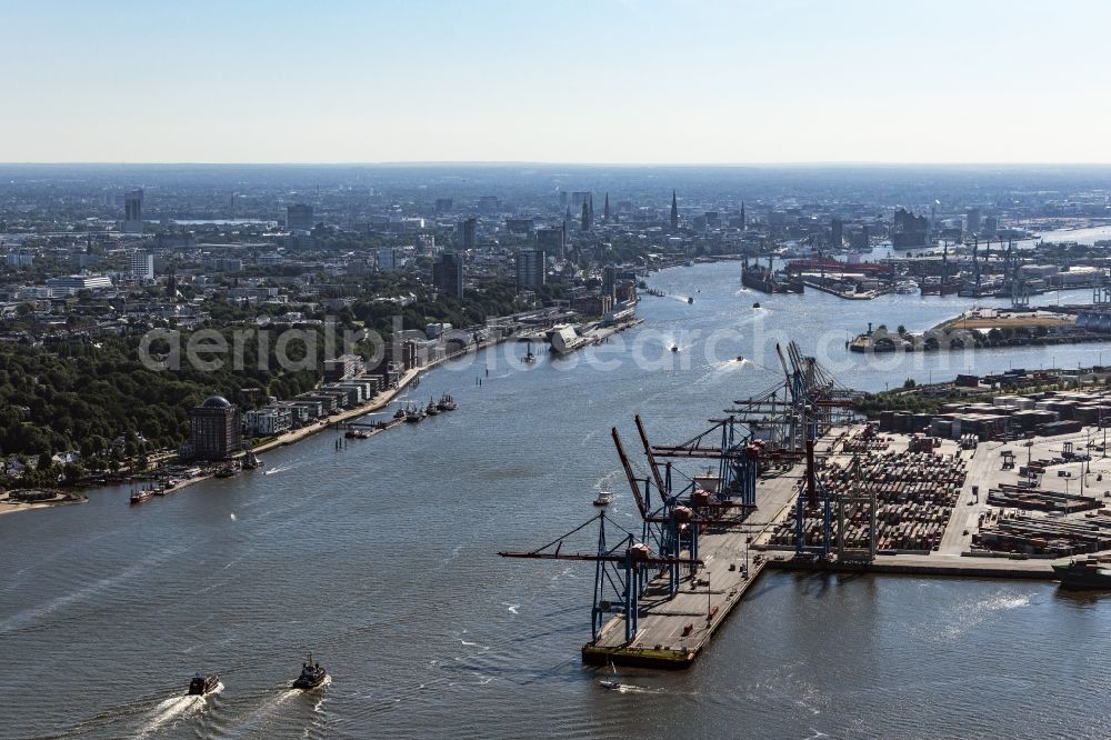 Aerial image Hamburg - Container Terminal in the port of the international port Hamburg in Hamburg, Germany