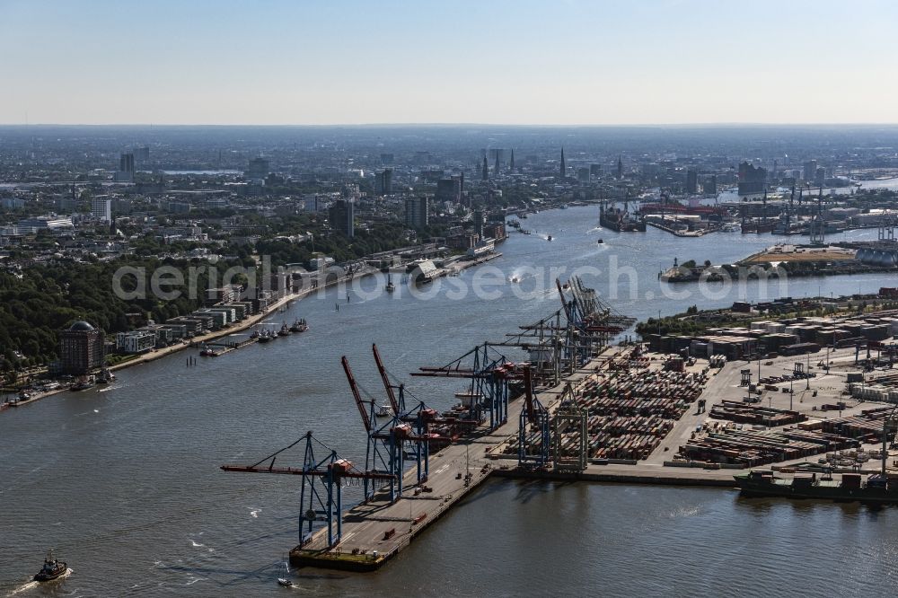 Aerial photograph Hamburg - Container Terminal in the port of the international port Hamburg in Hamburg, Germany