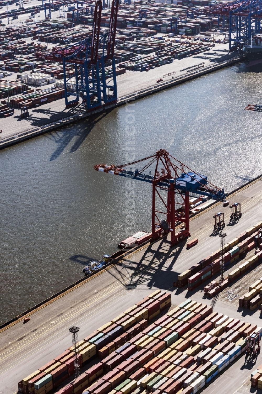 Hamburg from above - Container Terminal in the port of the international port Hamburg in Hamburg, Germany