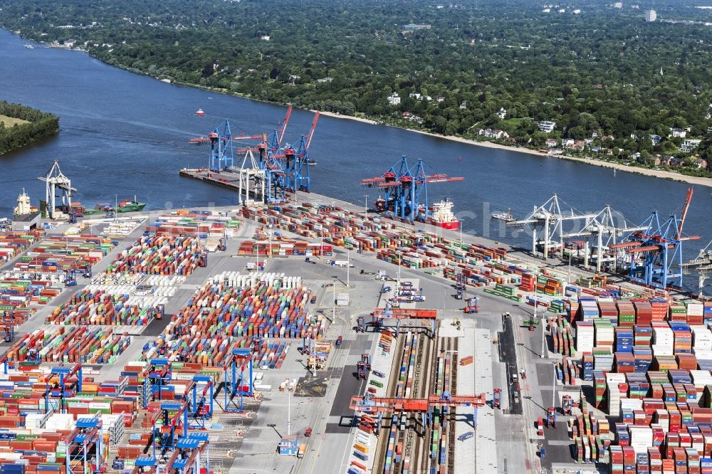 Aerial photograph Hamburg - Container Terminal in the port of the international port Hamburg in Hamburg, Germany