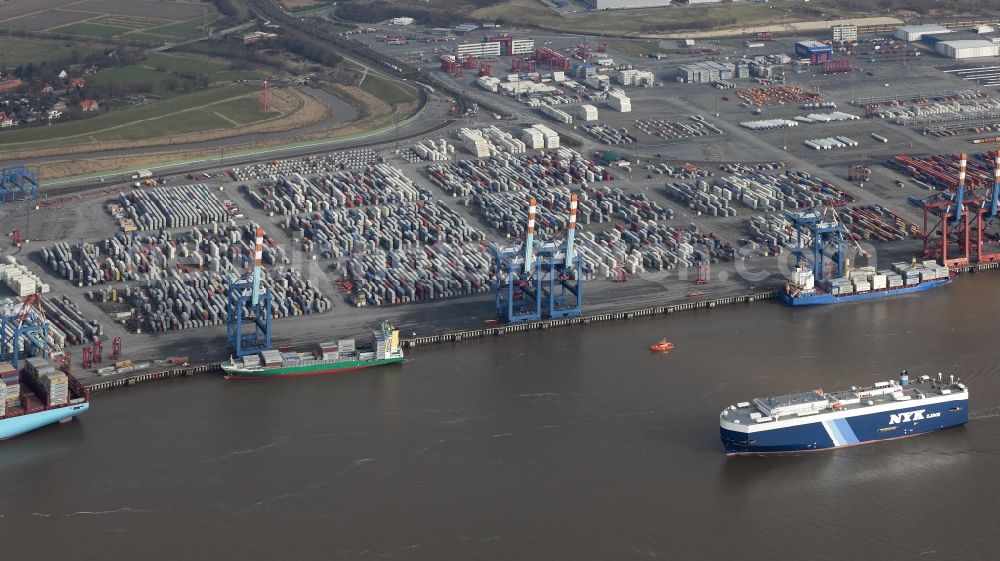 Aerial photograph Bremerhaven - Container Terminal in the port of the international port Am Nordhafen in Bremerhaven in the state Bremen