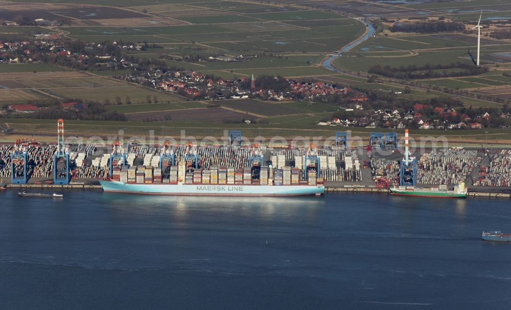 Bremerhaven from above - Container Terminal in the port of the international port Am Nordhafen in Bremerhaven in the state Bremen